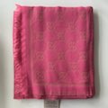 Gucci Bright Pink Wool Blend Scarf with Metallic Gold Guccissima