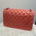 Chanel Classic Double Flap Bag Quilted Caviar Jumbo Orange