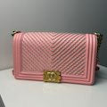 Chanel Medium Leboy In Pink Lambskin Leather Shoulder Bag With Multicolor Chain