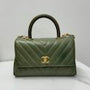 Coco handle leather handbag Chanel Green in Leather