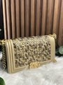 Chanel Boy Flap Bag Braided Metallic Lambskin Old Medium