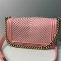 Chanel Medium Leboy In Pink Lambskin Leather Shoulder Bag With Multicolor Chain
