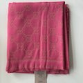 Gucci Bright Pink Wool Blend Scarf with Metallic Gold Guccissima