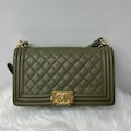 Chanel Caviar Medium Boy Flap Green